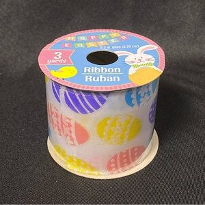 Happy Easter Multicolored Glittery Easter Egg Ribbon 2.5” x 108”